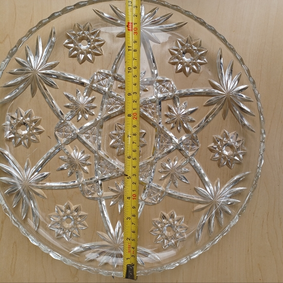 Vintage Anchor Hocking Star Of David Prescut Glass Plate 13.5" - Picture 2 of 15